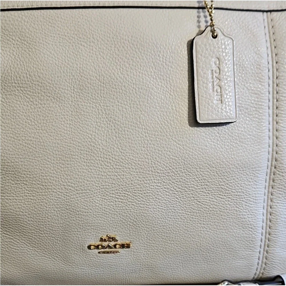 Coach Kelsey Satchel Chalk White Pebble Leather Handbag F59325‎ Gold Hardware
